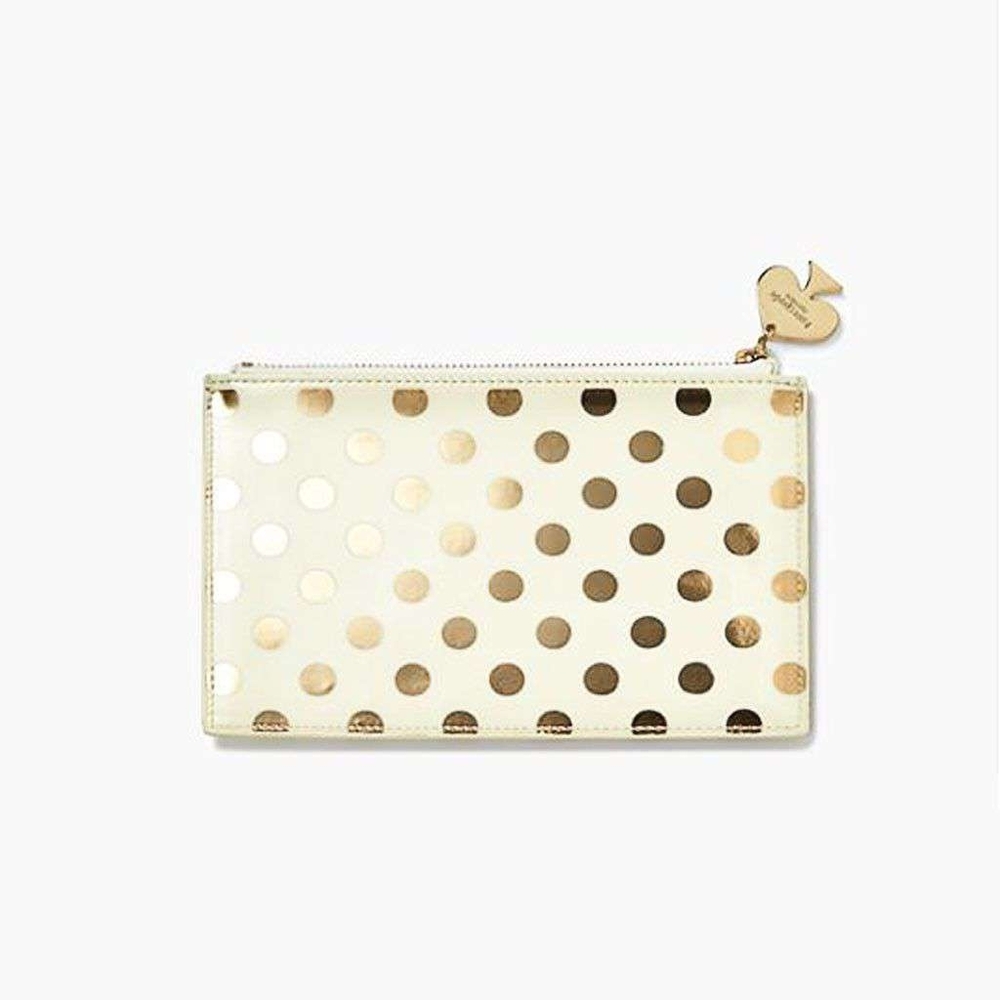 KATE SPADE Polka Dot Clutch Pouch, Ivory Gold